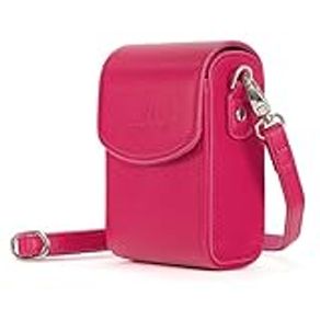 MegaGear Leather Camera Case with Strap compatible with Canon PowerShot G7 X Mark III, G7 X Mark II, G7 X - MG1255, Hot Pink