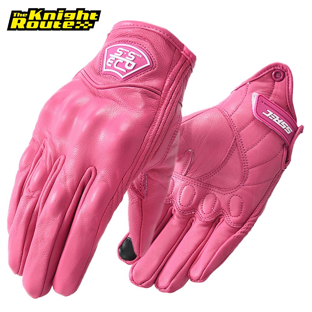 pink leather motorcycle gloves