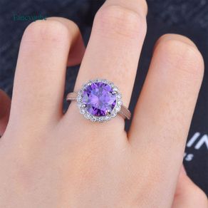 Fancyqube Fashion Purple Big Crystal Zircon Ring For Women Vintage Silver Color Promise Love Engagement Rings Luxury Bridal Fine Jewelry