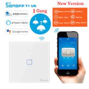 Sonoff T1 1 Gang Smart WiFi Wall Touch 433 RF 86 Type UK Light Switch Smart Home Automation Module Remote Control Smart Switch