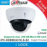 Free shipping Original Dahua IPC-HDBW2431E-S-S2 4MP POE Starlight H.265 WDR IR Mini Dome Network IP CCTV Camera