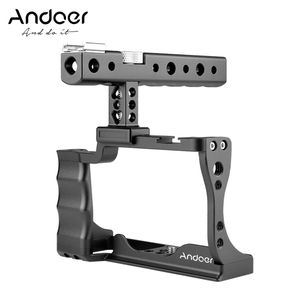 Portable Andoer Camera Cage + Top Handle Kit Aluminum Alloy with Cold Shoe Mount Compatible with Canon EOS M50 DSLR Camera