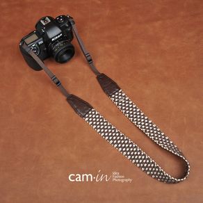 Cam8770 brown plaid style cotton woven digital SLR camera strap for Sony Nikon