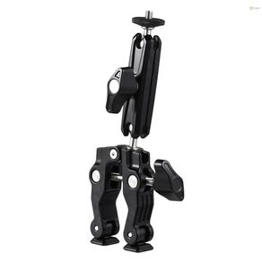 Toho Multi-functional Clamp Bicycle Handlebar Adapter Mount Ball Mount Clamp Dual 360°Rotatable Ballhead 1.5kg/3.3lbs Load Bearing Aluminum Alloy with 1/4 Inch Screw & 3/8 Inch Th