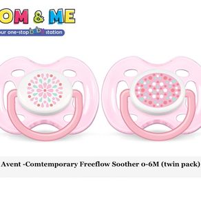 Philips Avent Comtemporary Freeflow Soother 0-6M Twin Pack - Pink