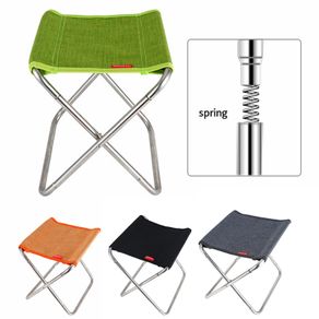 Portable Outdoor Stainless Steel Folding Chair Mini Stretchable Fishing Stool for Camping Picnic Barbecue