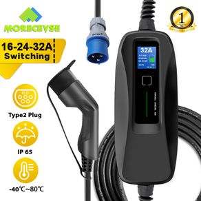 Electric Vehicle Car Charger EV Type 2 Charger 7KW Switch Current 16/24/32A  Portable Charging Box CEE Plug 220V IEC 62196-2 6M