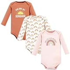 Hudson Baby Unisex Baby Cotton Long-Sleeve Bodysuits, Sunshine Rainbows 3-Pack, Preemie