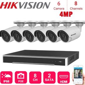 4K Network 8-CH Hikvision Nvr Video Recorder With 6 Pcs 4MP Waterproof Ip Camera Night Vision CCTV Security System poe Kits