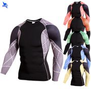 Patchwork Long Sleeve Sport Running Shirt Men Quick Dry T-shirts Gym Exercise Clothing Fitness Top Male Rashgard Soccer Jerseys