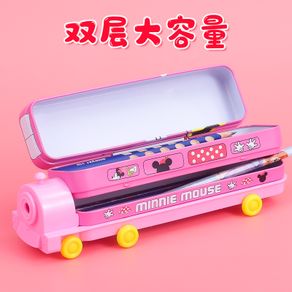 ≝Disney stationery box kindergarten pencil box children locomotive shape cute creative pen box double capacity iron box