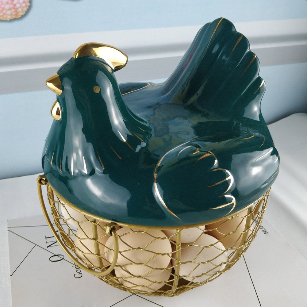 BORREY Ceramic Egg Holder Chicken Storage Basket Snack Fruit Egg