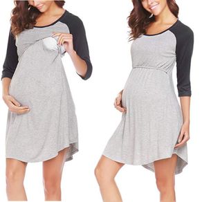 Maternity Nightgown Short Sleeve Nursing Dress Breastfeeding Sleepwear for  Women