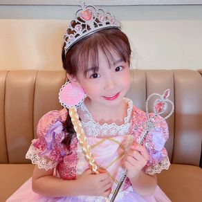 [Ready Stock] Children's Frozen Theme Hair Accessories Set Magic Wand Little Girl Wig Braid Queen Crown