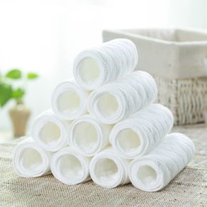 10pcs Reusable Baby Diaper Insert Nappy Cloth 3 Layer Washable Eco-friendly Cotton Diaper Liner Baby Care Solid Color Diaper