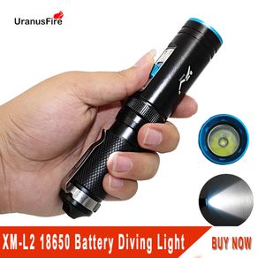 Underwater Diving diver Flashlight Torch XM-L2 led Light Lamp Waterproof 18650 battery white light xm l2 Tactical Lantern