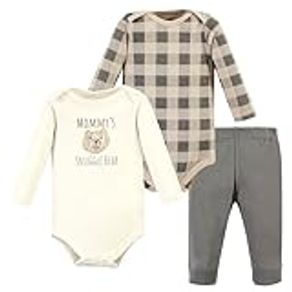 Hudson Baby Unisex Baby Long-Sleeve Bodysuits and Pants, Snuggle Bear, Newborn