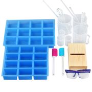 Professionals Soap Making Set Tools with Planer Wood Box and 12-Cavity Silicone Soap Mould
