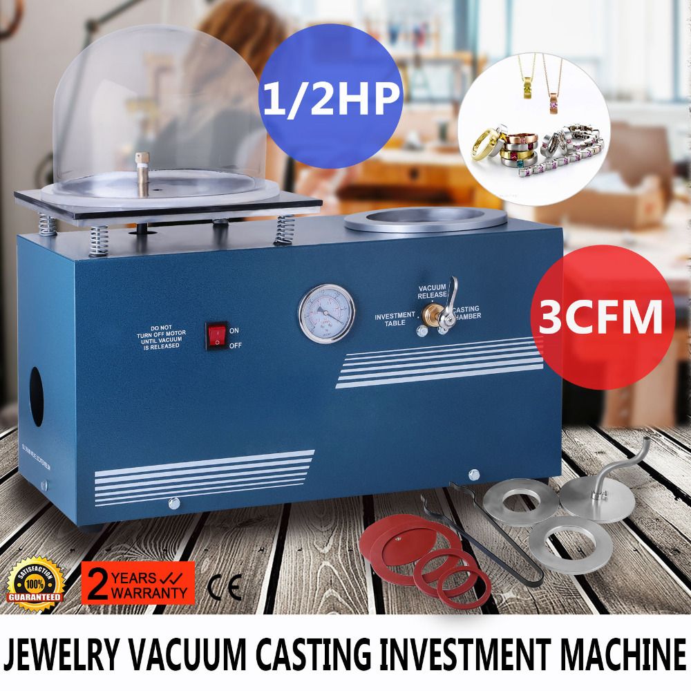 Vacuum Casting Machine 3 CFM Pump 2L Vacuum Lost Wax Casting and Investing  Machine Combination Jewelry Casting Machines