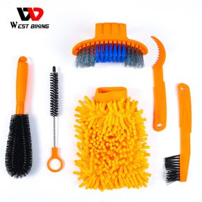 WEST BIKING 6pcs Bicycle Cleaning Kit Wash Tool Cycling Scrubber Brushes Bike Machine Brush Cleaner Bicycle Accessories