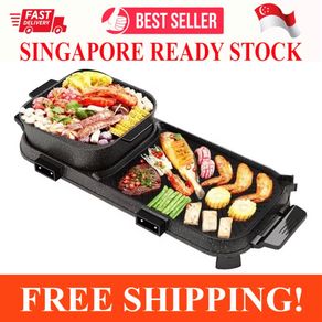 Hot Pot and Grill, 2 In 1 Electric Hot Pot Grill Cooker with Dual  Temperature Control, Multi-Functional Smokeless Shabu Pot and Griddle with  Oil Tank and 5 Files Temp Control for 2 