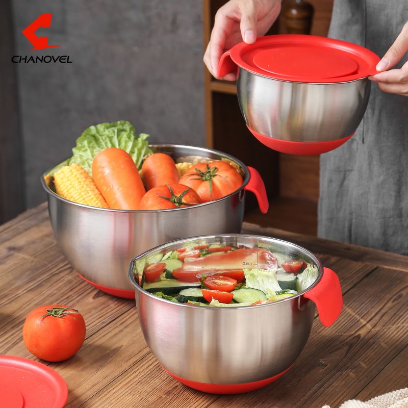 304 Stainless Steel Mixing Bowl DIY Cake Bread Salad Mixer Kitchen Cooking  Baking Tools Food Container Storage Bowls Set