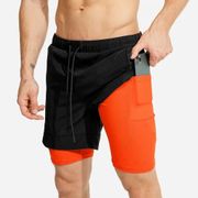 Gym Fitness Shorts Men Bodybuilding Workout Quick dry 2 in 1 Double layer Short Pants Male Summer Casual Bermuda Beach Shorts