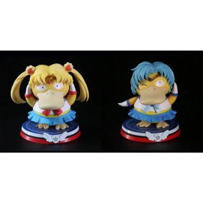 Anime Pokemon 2 Styles Psyduck Cos Sailor Mercury Sailor Moon Figure Toys Collectible Figurines