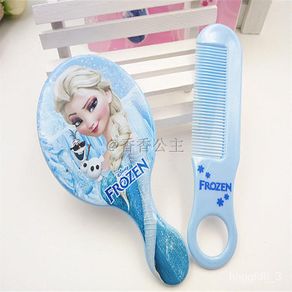 Damaged Guaranteed Compensation🏅Children 'S Mirror Hair Comb Set Frozen Girl Mini Portable Hand-Hold Mirror Princess Gif