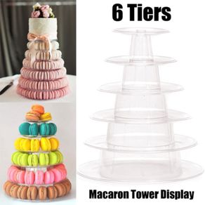 New 6 Layers Macarons Display Tower Plastic Macaron Tower Stand Fondant Cake Stand Wedding Cake Decorating Tools