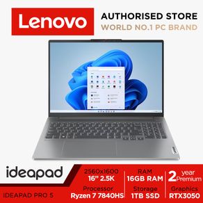Lenovo IdeaPad Pro 5 16APH8 | 83AR003BSB | 16" 2.5K | Ryzen 7 7840HS | GeForce RTX 3050 | 16GB RAM/1TB SSD | Win11 | 2Y