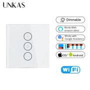UNKAS Tuya Smart Life Work With Alexa Google Wifi Wall Touch Light Dimmer Switch 1 Gang EU / UK Standard APP Remote Control