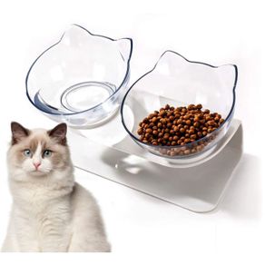 Dog Bowl And Bowl Elevated Cat Bowl, 15 Degree Sloped Ceramic For Small Dogs  With Iron Stand, 2-in-1 Elevated Food And Water Bowls For Dogs, Neck Reli