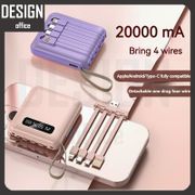 Fast Charging Power Bank Cable Powerbank 20000 Mah 4 in 1 Cable Power Ultra Slim