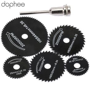 dophee 6Pcs Dremel Accessories Rotary Tool Drill HSS Circular Saw Blades Cutting Discs Wood Cutting Power Tool 22/25/32/35/44mm