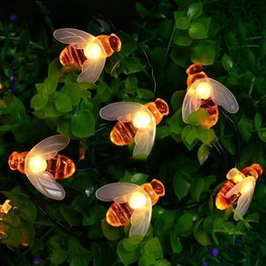 Solar Powered Cute Honey Bee Led String Fairy Light Bee Outdoor Garden Fence Patio Christmas Garland Lights