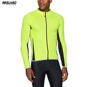 ARSUXEO Cycling Jersey Men's Full Zipper Outdoor Sports Bicycle Bike Shirt Long Sleeves MTB Mountain Clothing Wear 6022