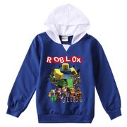 Boys Girls Cartoon Anime Roblox Printed Casual Long Sleeves Patchwork Hoodies Kids Hooded Top