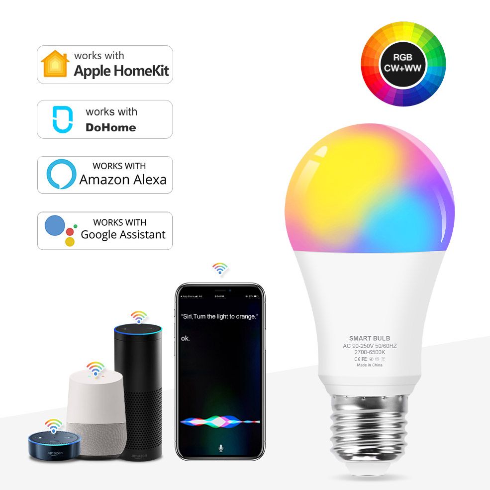 Wifi Smart Bulb Alexa LED Lamp E27 Dohome Siri Voice Control