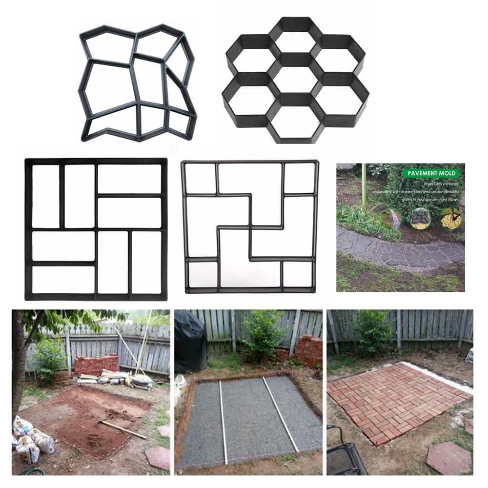 Garden Walk Pavement Mold DIY Manually Paving Cement Brick Stone Road Concrete  Molds Path Maker Reusable DIY Manually Paving