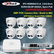 Dahua Security Camera System 6MP PoE CCTV Kit IPC-HDW4631C-A NVR4108-8P-4KS2 8CH NVR Recorder 4/8pcs IP Camera Build in Mic