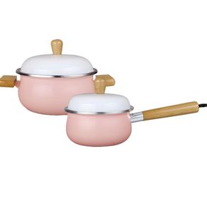 Thickened enamel small milk pot porcelain enameled soup rice noodle pot with cover food baby mini stewpot pan saucepan saucepot