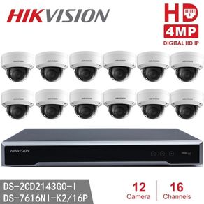 Hikvision Security Camera Kits 4MP IR Fixed Dome Network Camera IP Camera NVR DS-7616NI-K2/16P Embedded Plug Play 4K NVR