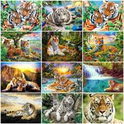HUACAN Paint By Number Animal Drawing On Canvas HandPainted DIY Picture Painting By Number Tiger Kits Home Decor Art Gift