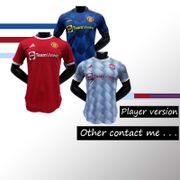 【Player version】21/22  M U Jersey Home Red Away Light Blue Third Dark Blue Soccer Shirts men women Player Issue