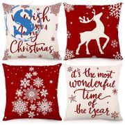 [In Stock]Christmas Pillow Covers 18x18 Set of 4 Christmas Decorations Farmhouse Throw Pillowcase Cushion Case for Home Decor