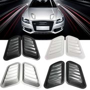 1Pair ABS Car Front Engine Cover Sticker Car Decorative Air Outlet Flow Intake Scoop Turbo Bonnet Vent Cover Hood