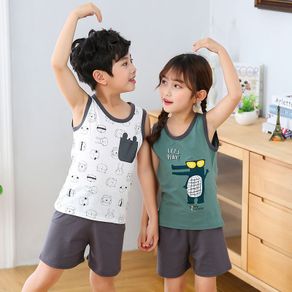 Baby Pajamas Summer Cotton Vest Outfits Boys Girls Clothing Sets Children Cartoon Sleepwear Kids Pyjamas Enfant Child Pyjama