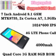 7 inch 4G LTE Phone Call Dual SIM Card Tablet PC Support  Fingerprint function 1GB+8GB Quad core MTK8735 GPS Android 8.1 GSM