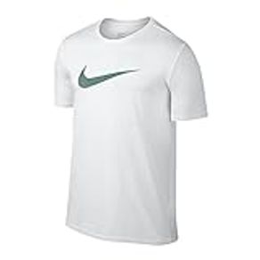 Nike Men's Swoosh Athletic Short Sleeve Tee (L, 100 White/Lucid Green)
